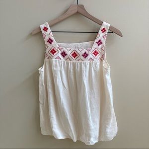 Madewell- NWOT breezy cream embroidered tank, small